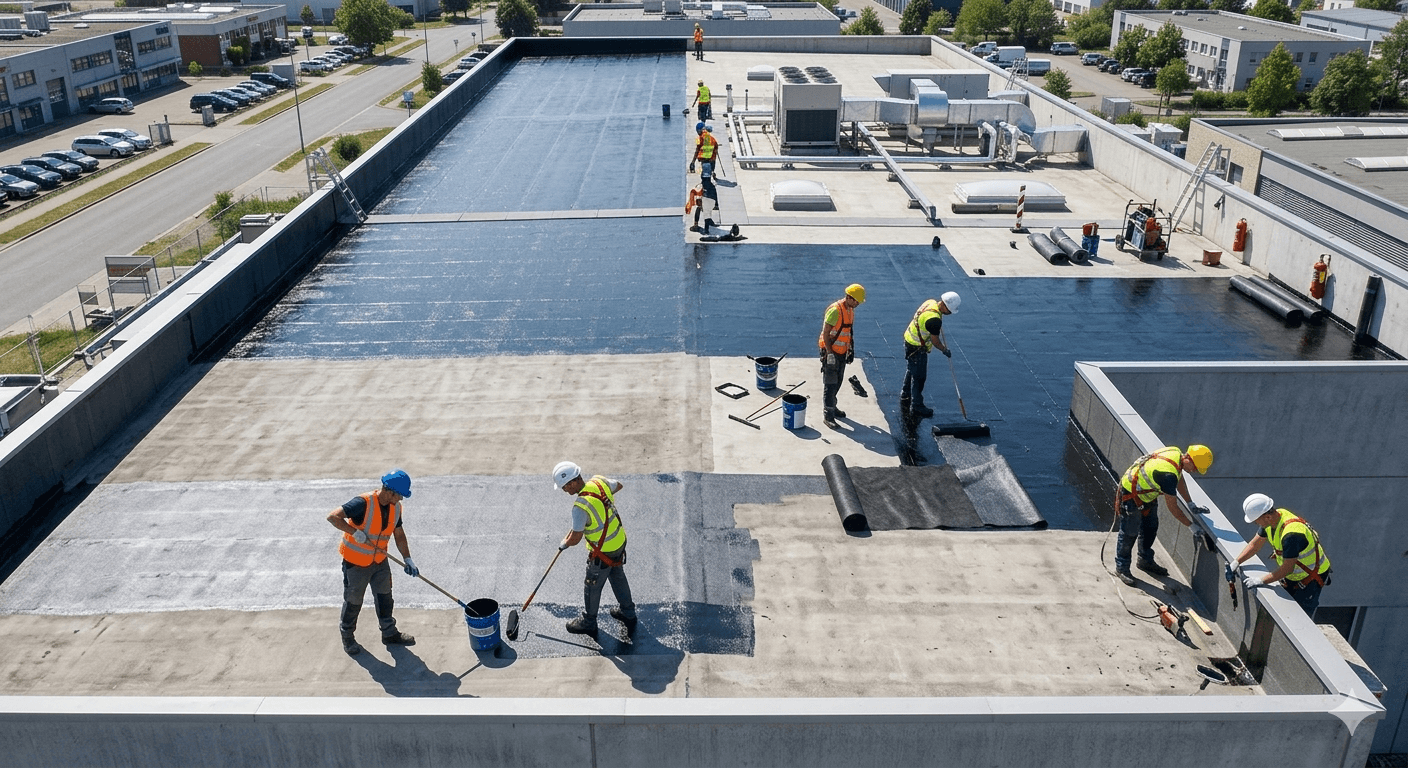 Рабочие на крыше